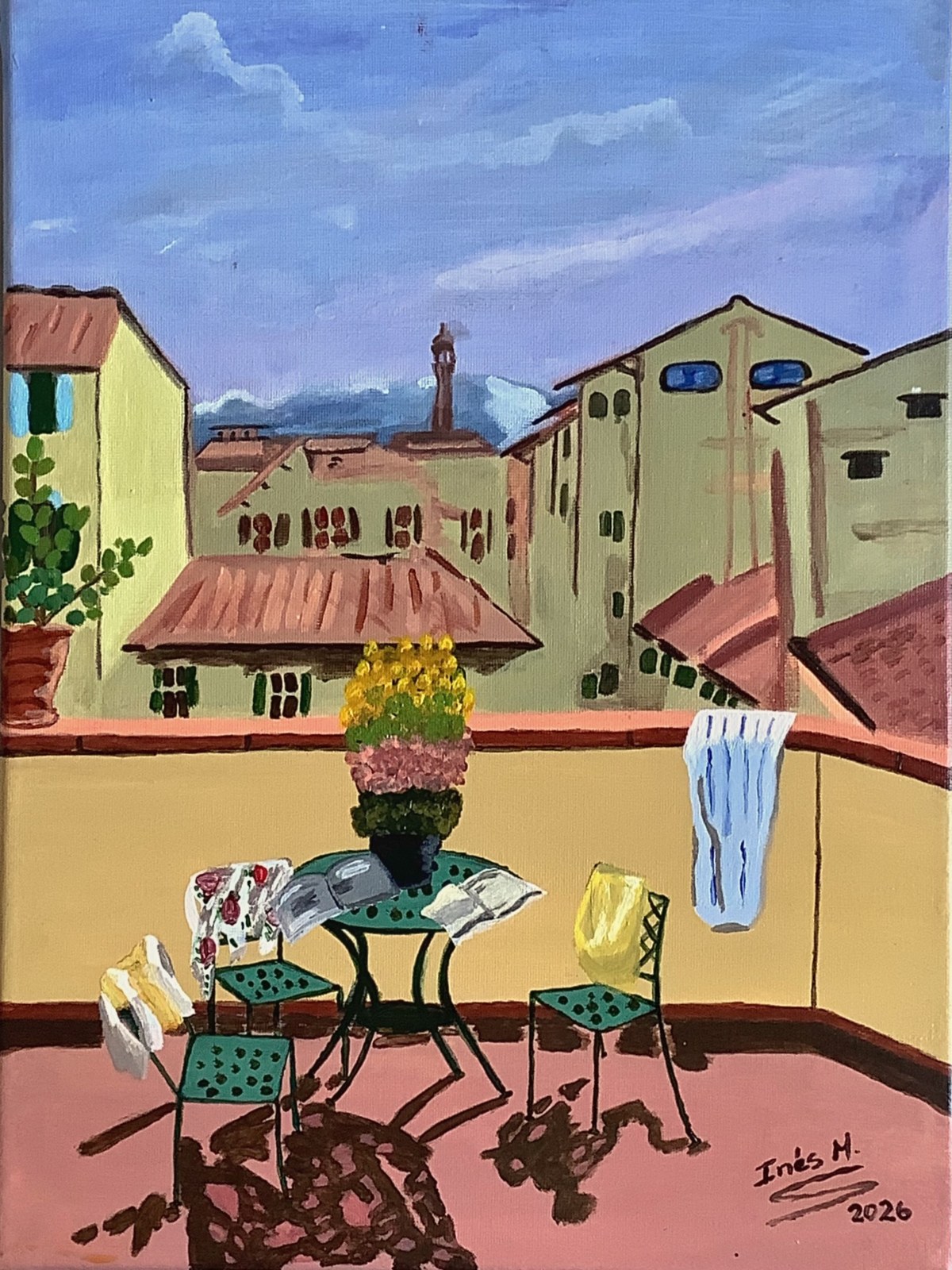 Pintura original Una mirada al lugar que habito, Acrílico sobre lienzo por Inés Hernández