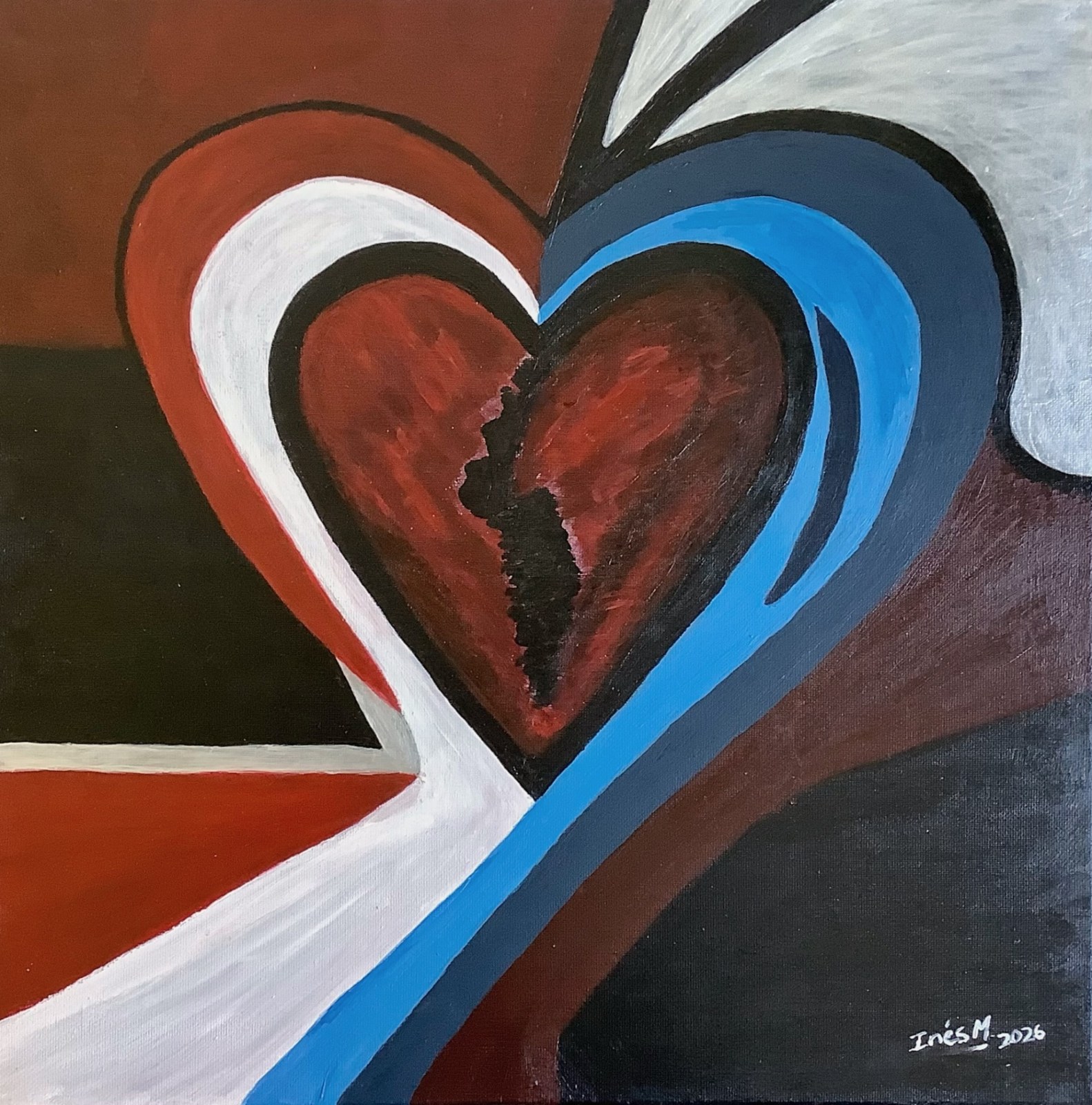 Pintura original Explorando el duelo desde fuera, Acrílico sobre lienzo por Inés Hernández