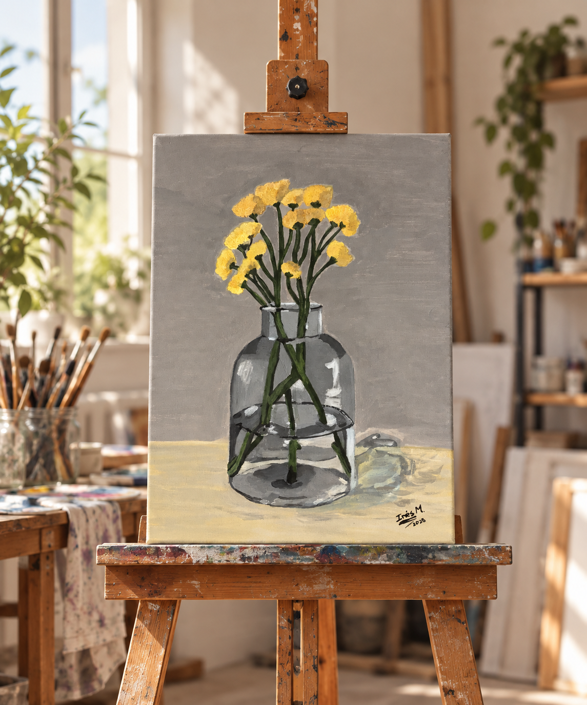 Pintura original La vasija, Acrílico sobre lienzo por Inés Hernández — vista 2