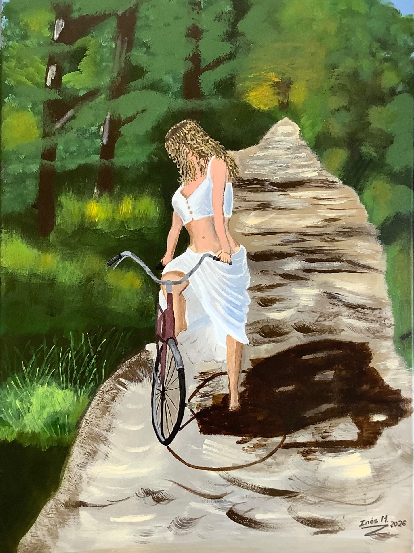 Pintura original La ligereza, Acrílico sobre lienzo por Inés Hernández