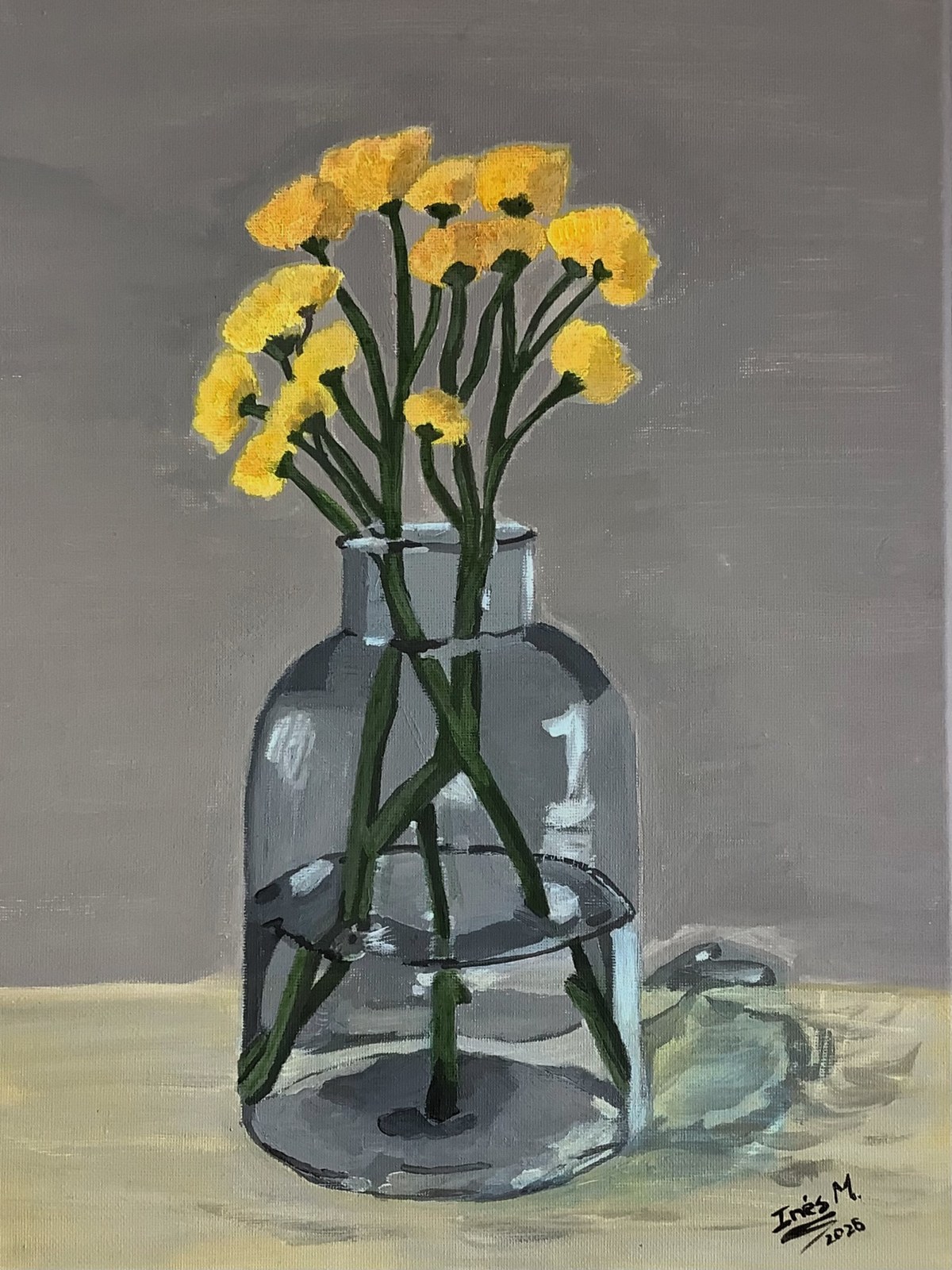 Pintura original La vasija, Acrílico sobre lienzo por Inés Hernández