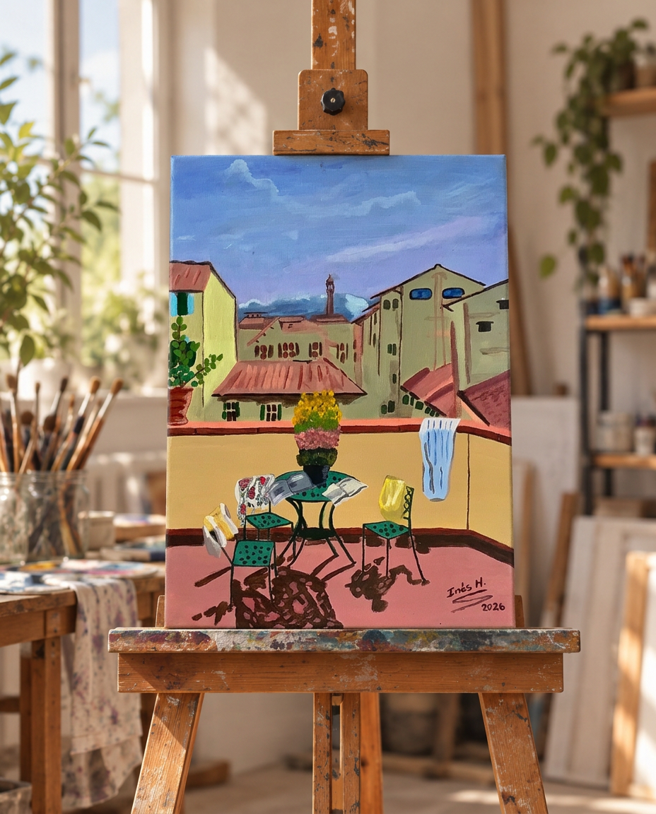 Pintura original Una mirada al lugar que habito, Acrílico sobre lienzo por Inés Hernández — vista 2