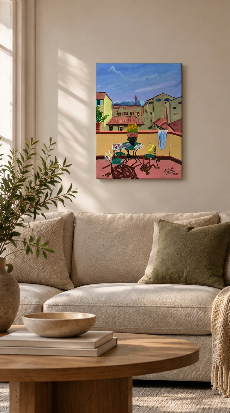 Pintura original Una mirada al lugar que habito, Acrílico sobre lienzo por Inés Hernández — vista 4